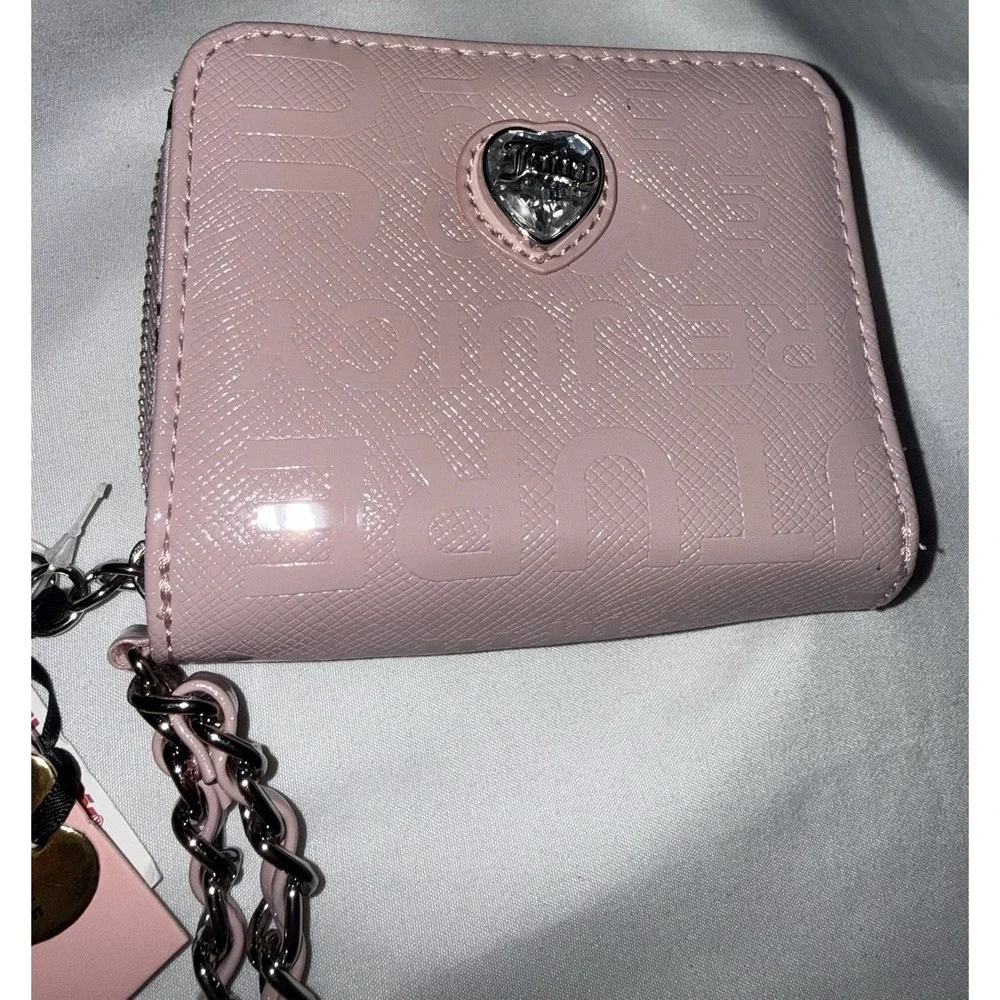 NWT Juicy Couture Starry Night Zip Bifold Wristlet - Word On Block Dusty Blush